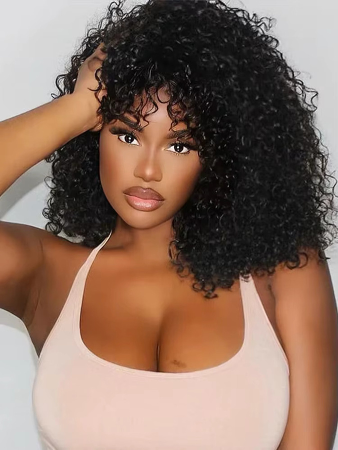 Allure Afro-Lockenperücke aus Echthaar, Bob mit Pony, Glueless - Bild 6