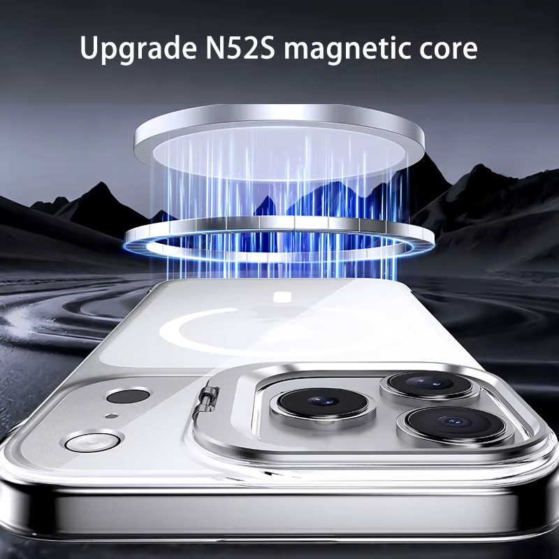 Transparente Rahmenlose Handyhülle für iPhone mit magnetischer Linsenhalterung in Weiß - Bild 4