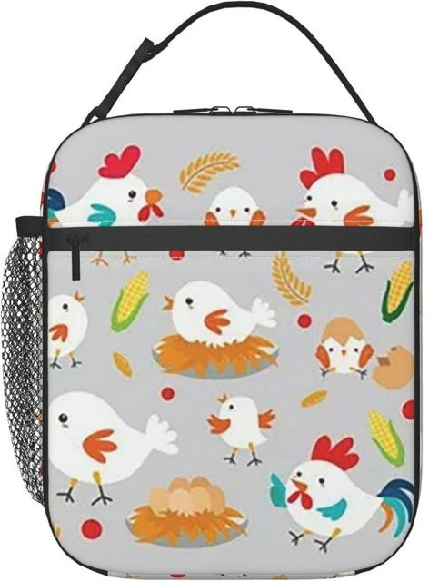 Isolierte Lunchtasche mit Hühnerfamilien-Motiv von Fancy Style Studio, Thermische Kühltasche für Kinder in Multicolour - Bild 1