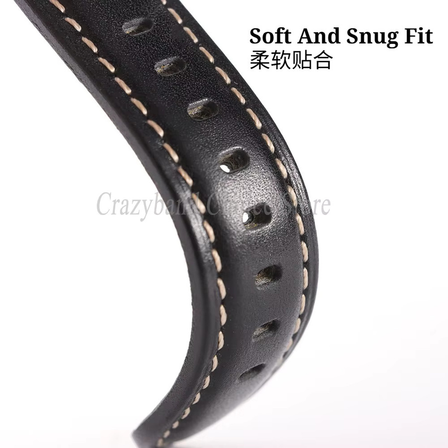 crazyband Uhrenarmband Echtleder, Schwarz, Unisex - Bild 2