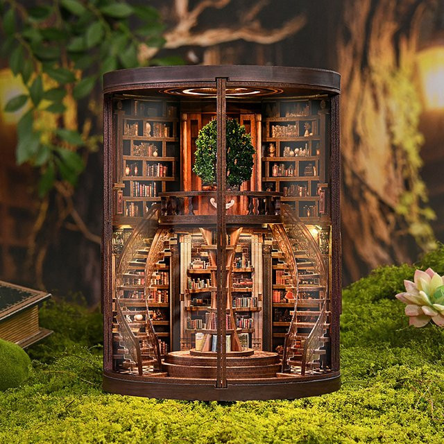 zuuton DIY Buchnischen-Set Retro 3D Mini-Bibliothek, Holz, ab 14 Jahren - Bild 1