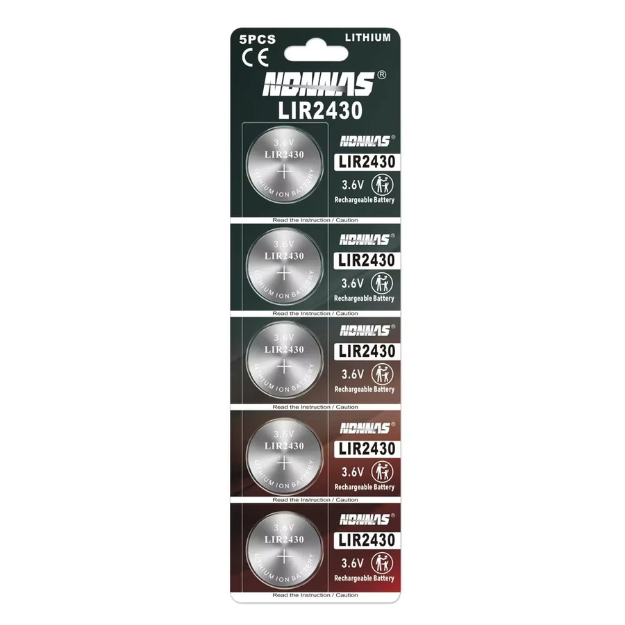 NDNNAS LIR2430 Wiederaufladbare Lithium-Ionen-Knopfbatterie 3,7 V 60 mAh in Silber - Bild 2