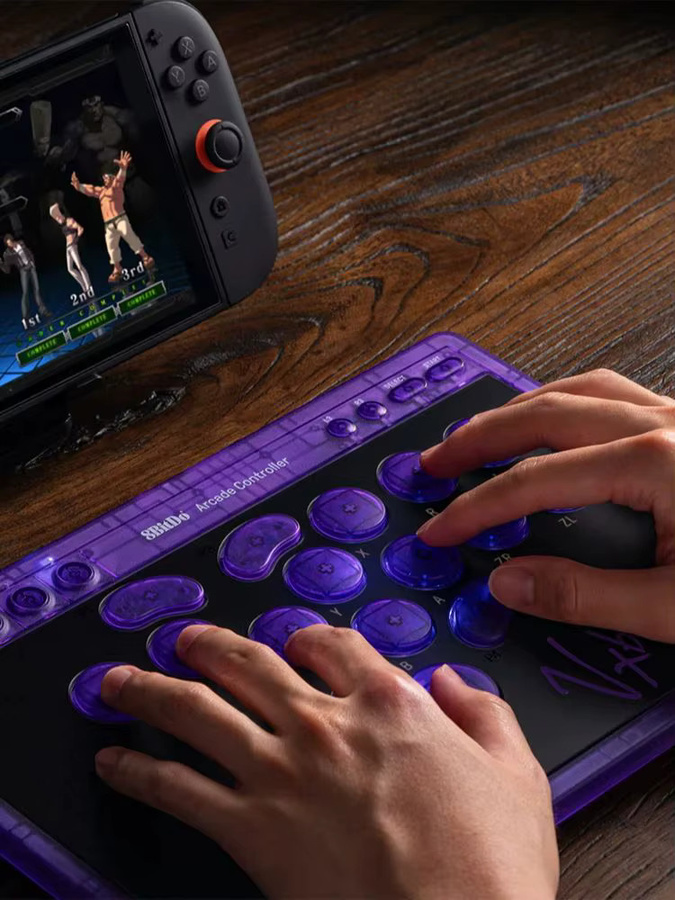 8BitDo Arcade Stick All-Button Controller für Nintendo Switch und PC in Lila - Bild 5