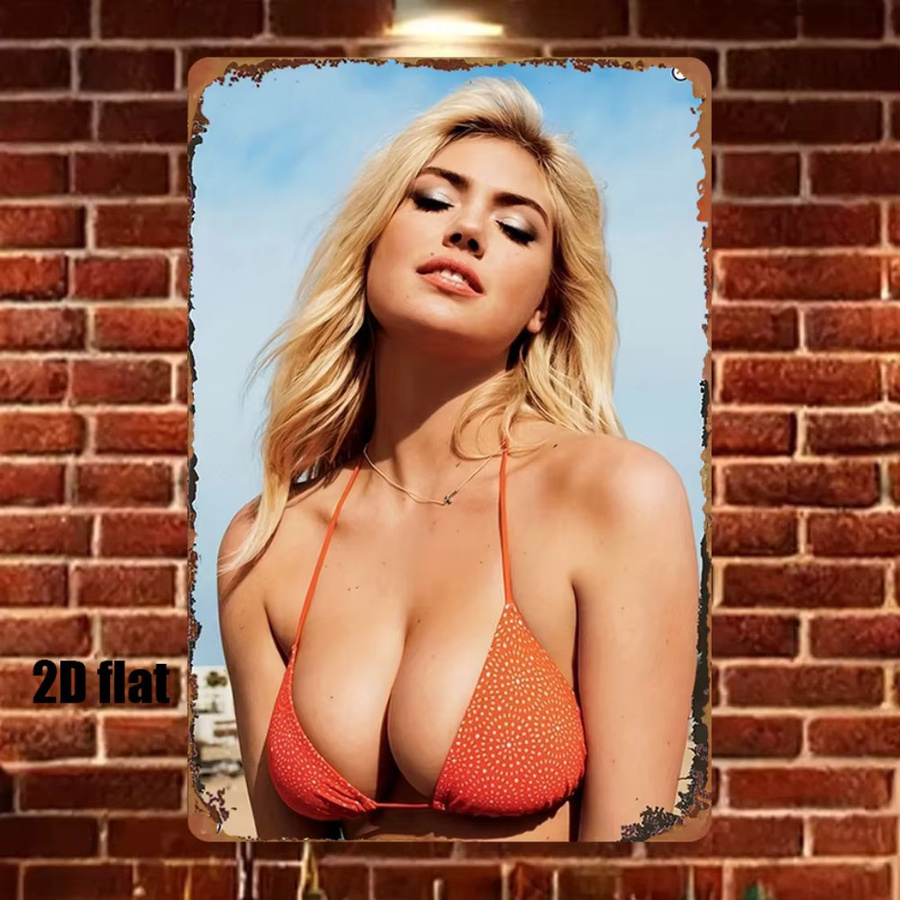 HELLOYOUNG Vintage Beach Girl Metallschild Retro Wandkunst in Mehrfarben, B: 20,32 cm, H: 30,48 cm - Bild 3