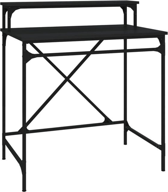 vidaXL Schreibtisch in Schwarz im Industrie-Stil aus Holzwerkstoff und Eisen, B/T/H: 80 x 50 x 90 cm - Bild 1