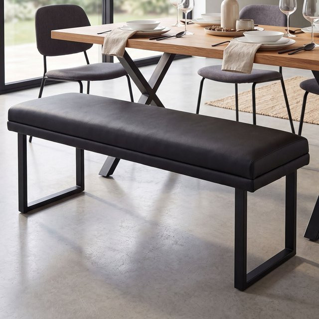 Sitzbank MCW-O81 Polsterbank aus Metall und Kunstleder in Schwarz, Breite: 120 cm - Bild 1