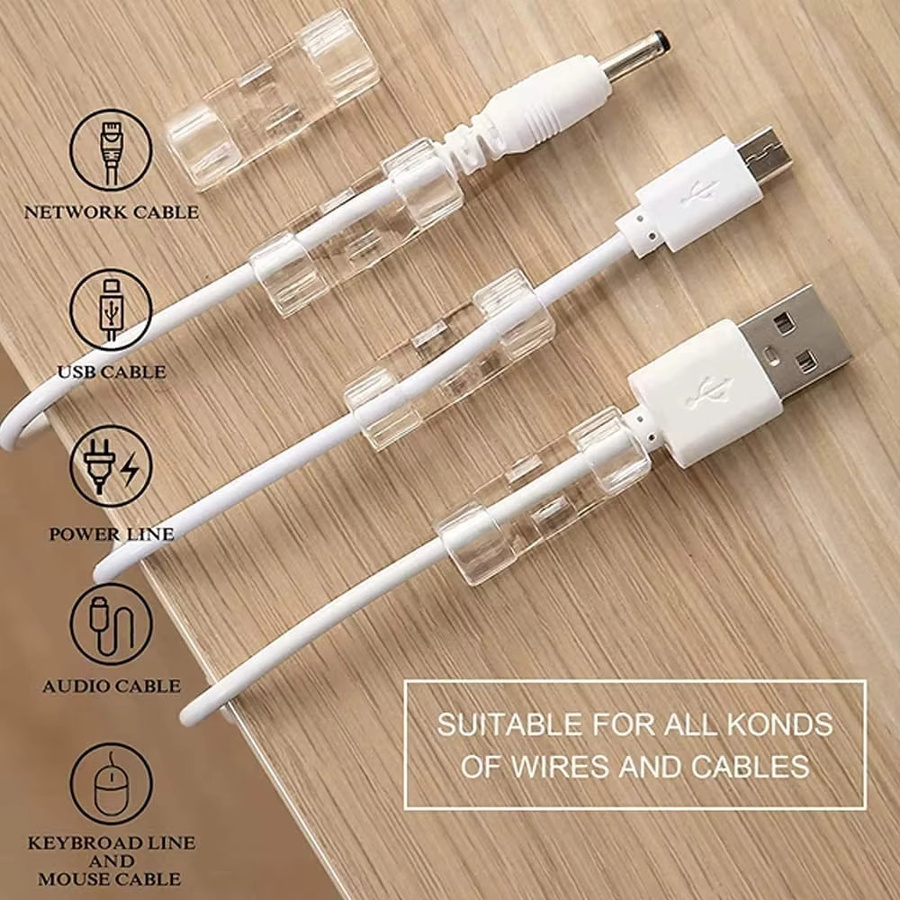 20 Stück Kabel Organizer Clips aus Kunststoff und Metall in Transparent für USB-C Kabel Management und Schreibtisch Ordnung - Bild 4