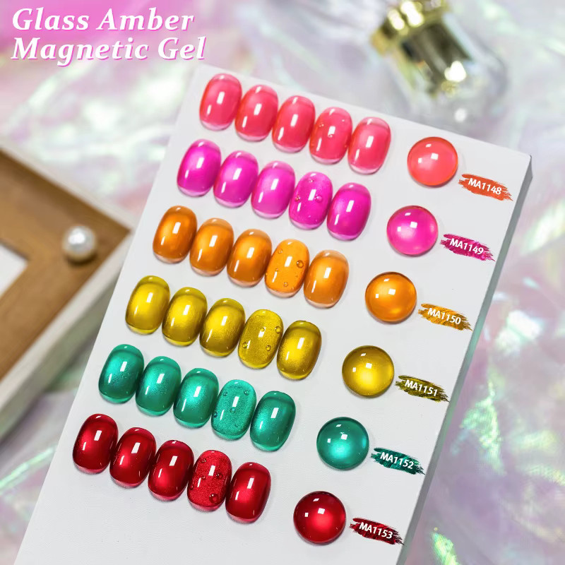 MEET ACROSS Glas-Bernstein-Katzenaugen-Magnetgel-Nagellack, Glänzend - Bild 4