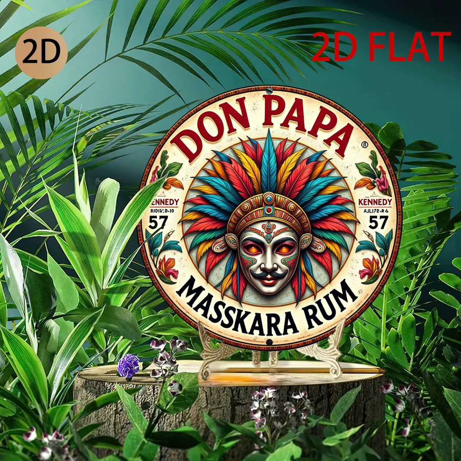Don Papa Masskara Rum Metallwandkunstschild Potdemiel Retro-Karibik-Design in Mehrfarbig, Durchmesser: 20 cm - Bild 5