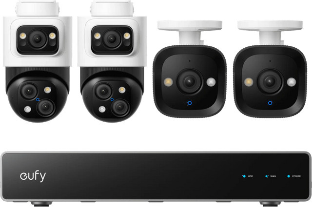 eufy PoE Sicherheitssystem mit NVR, 2x S4 Kameras und 2x E40 Kameras, Weiß, LAN IP-Netzwerk-Videorecorder-Set mit 4K Auflösung - Bild 1