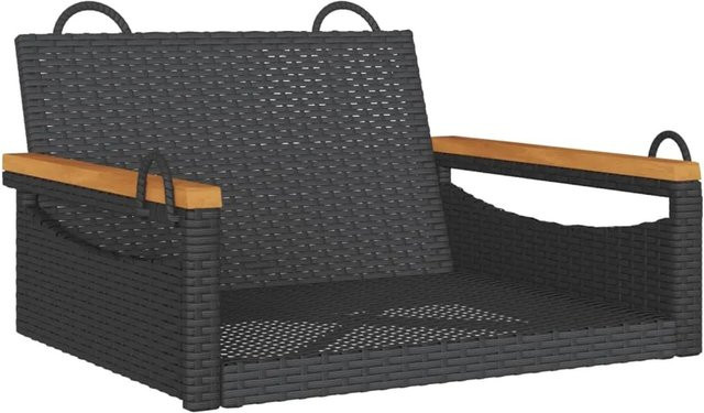 furnicato Hängesessel Schwarz aus PE-Rattan mit Metallrahmen B/T/H: 63 x 62 x 40 cm - Bild 1