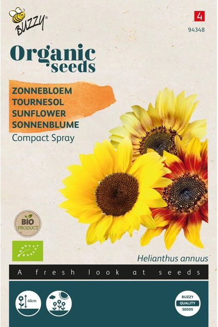 Buzzy Organic Bio Sonnenblumen Samen Compact Spray Mischung mit kompaktem Wuchs, 1 g - Bild 1