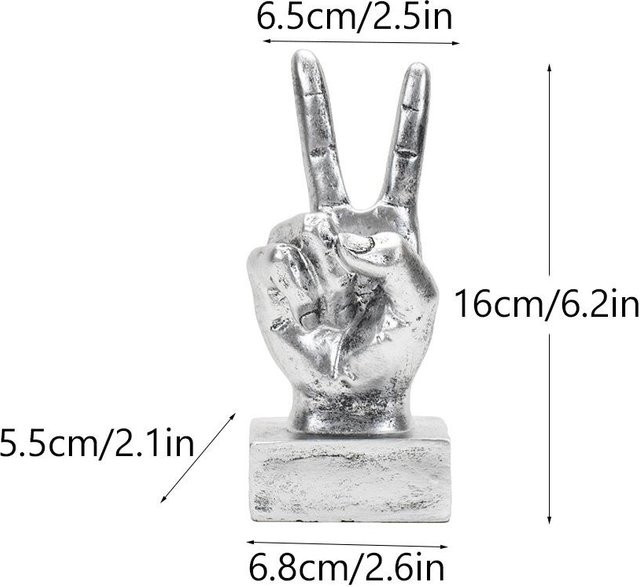 Yiran Furniture Finger Ornament Gesten Charakter Dekoration für Schreibtisch und Wohnzimmer in Gold oder Silber - Bild 1