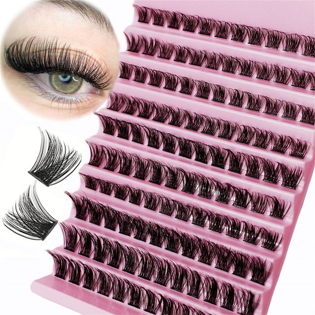 Wimperncluster, 120 Stück, 8–16 mm, D-Locken, Black, Natürlich - Bild 1