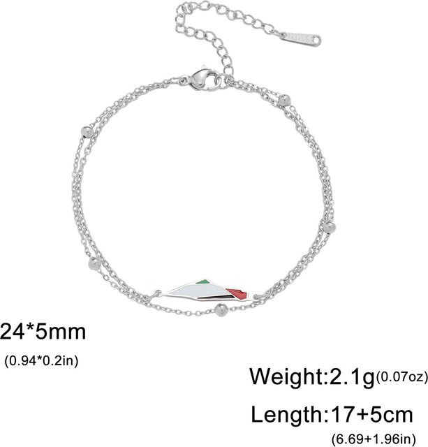 Armband Palästina Flagge, geflochtenes Seilarmband, Natursteinperlen, Unisex - Bild 1