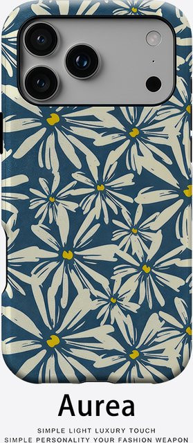 Aurea Case Matte Bumper MagSafe Hülle mit blauem Gänseblümchen-Print für iPhone 17 16 15 14 13 Pro Max stoßfest - Bild 1