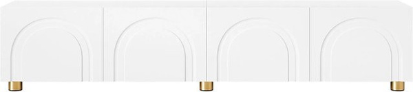 okwish TV-Schrank Lowboard mit Bogenrelief und 4 Türen in Weiß, B/T/H: 180 x 40 x 40 cm