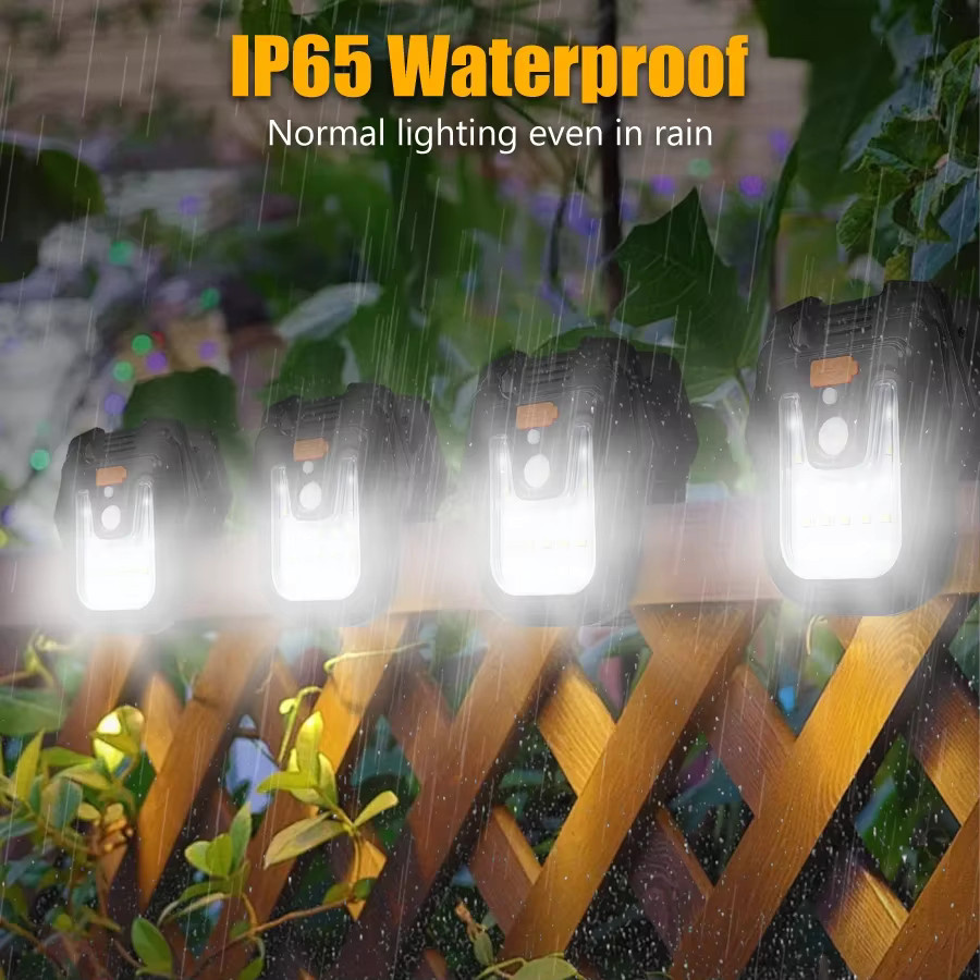 KDULIT Solar-Gartenleuchten mit Clip und Bewegungssensor, IP65 wasserdichte LED-Solarleuchte in Schwarz, 4 Lichtmodi für Garten, Zaun und Camping - Bild 6