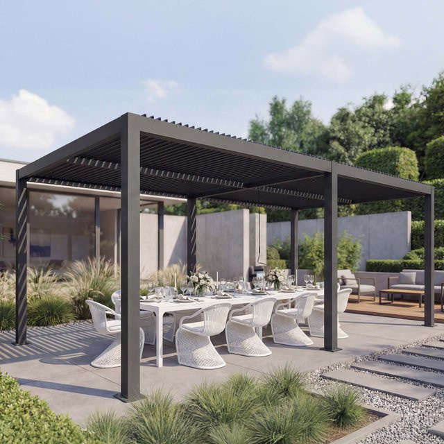 MCW Pergola L46 Lamellen-Pavillon mit Aluminium-Gestell in Anthrazit, B/T/H: 600 x 300 x 220 cm - Bild 1