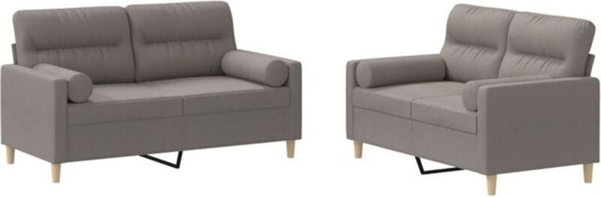 2-tlg. Sofagarnitur mit Kissen von Vidaxl in Taupe meliert aus Stoff und Metall im modernen Design - Bild 1