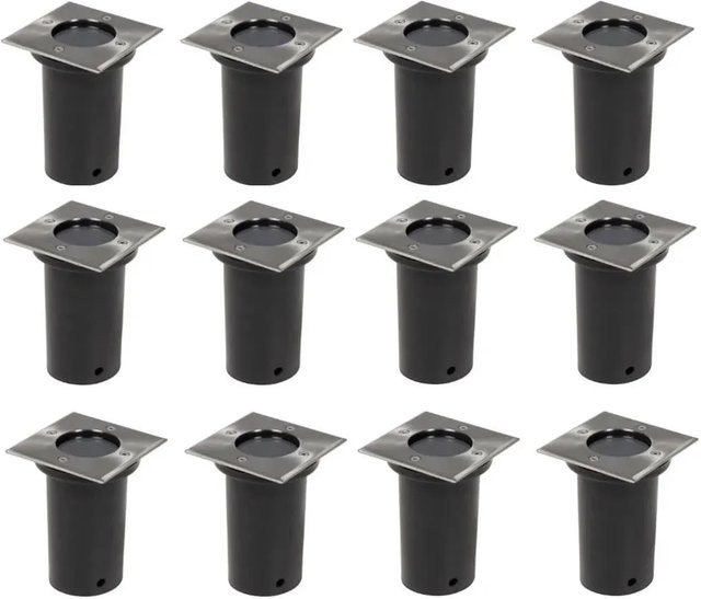 vidaXL Outdoor Bodenleuchten 12er Set Quadratisch in Schwarz und Silber mit GU10 Fassung und IP67 Schutzklasse - Bild 1