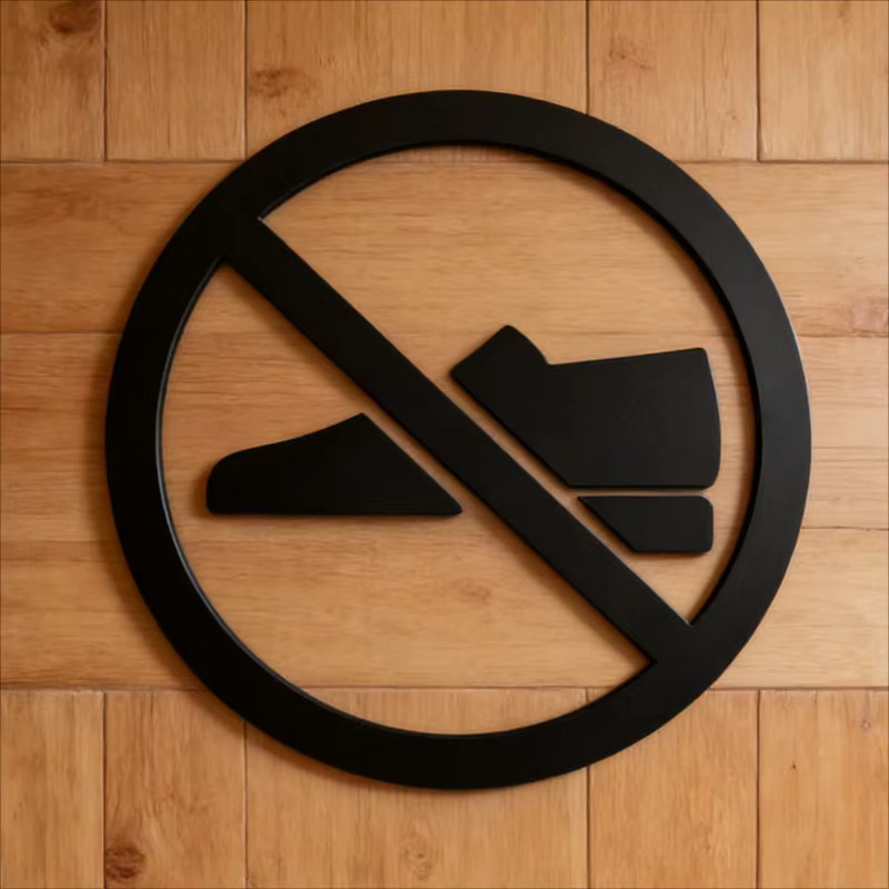 CIFBUY 3D-Acryl-Schild Keine Schuhe in Schwarz, runde selbstklebende Dekoration für Türen - Bild 2