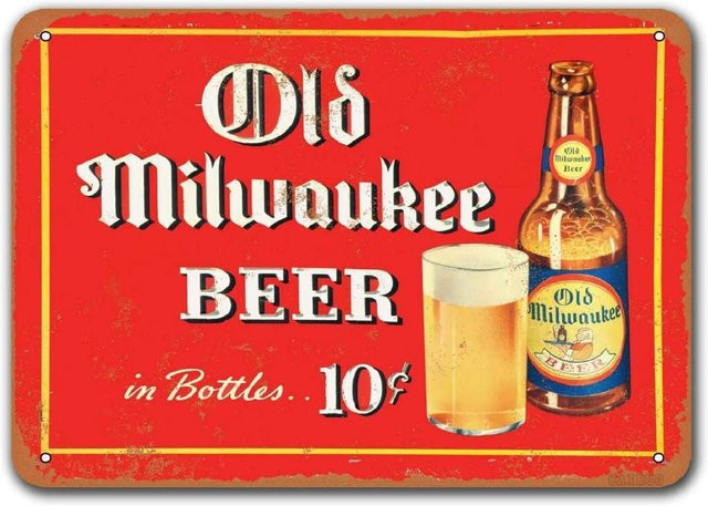 mopz Old Beer Metallschild Vintage Blechschild in Rot zur Wanddekoration für Bar und Zuhause - Bild 1