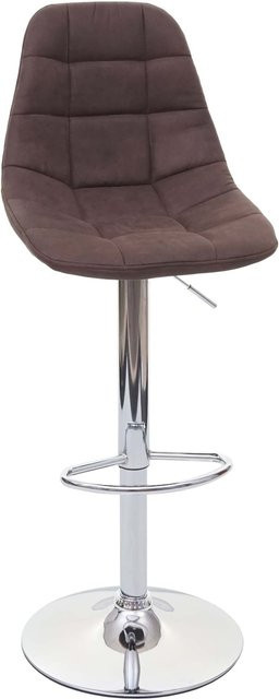 Barhocker MCW-A67 im Vintage-Design, Tresenhocker aus dunkelbraunem Stoff mit Chromfuß - Bild 1