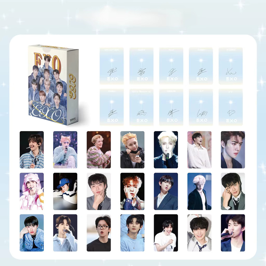 EXO Kpop Boy Band Lomo-Karten Set mit 55 doppelseitig bedruckten Fotokarten und Postkarten in Multicolour - Bild 2