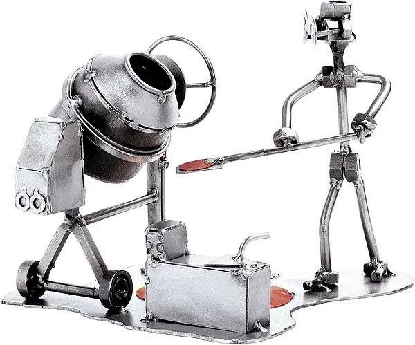 Schraubenmännchen Betonbauer mit Mischmaschine von Hinz & Kunst in Grau - Bild 1