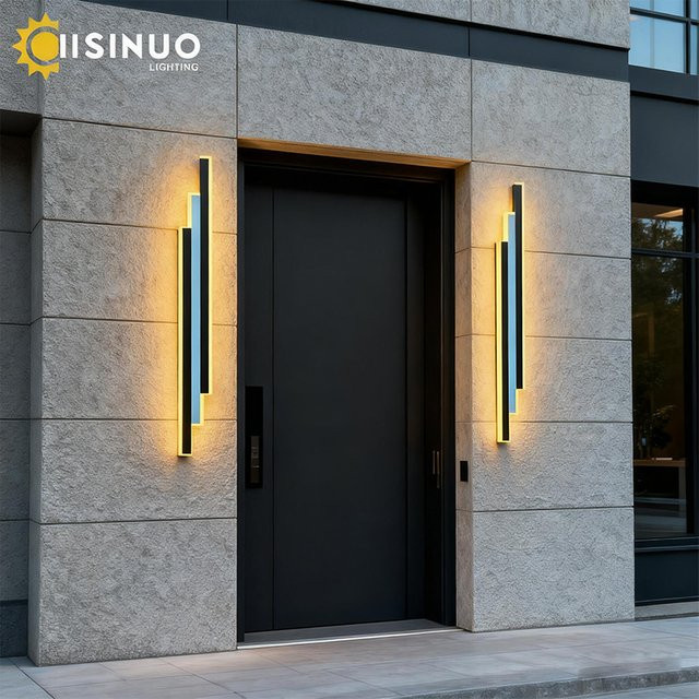 IISINUO LED Außenwandleuchte Modern Linear Up-Down Garten Wandlampe Schwarz oder Weiß - Bild 1