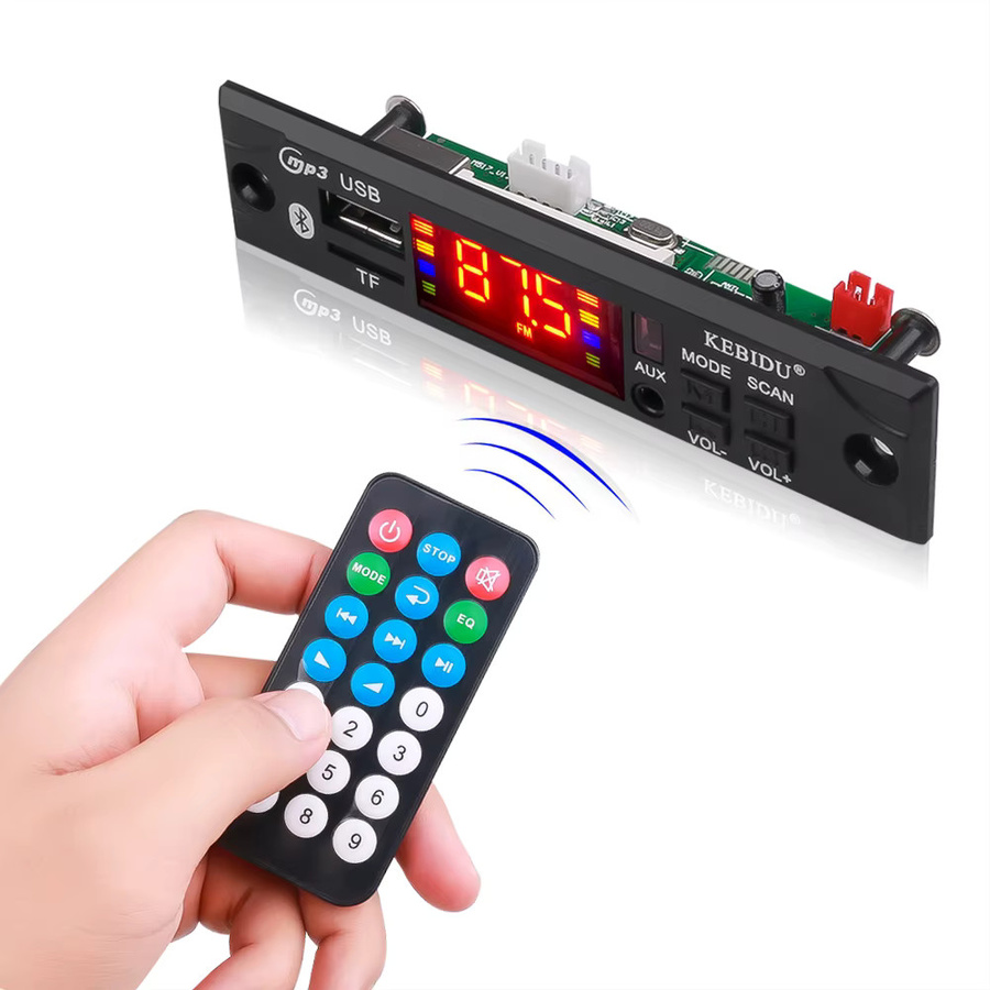 Kebidu Bluetooth MP3 Decoder Board für Auto mit USB, TF und FM Radio, Schwarz - Bild 4