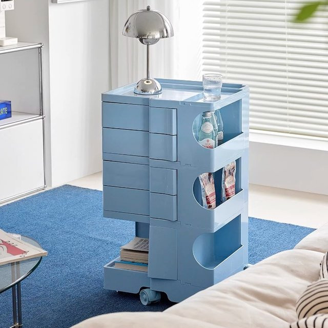 Idosliving Boby Trolley-220 Beistelltisch im Nordic-Design mit Rollen für Wohnzimmer und Schlafzimmer in Gelb oder Blau - Bild 1