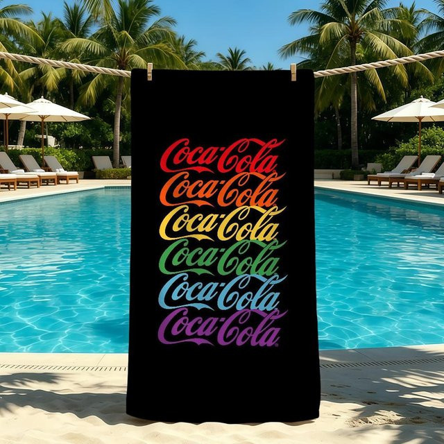 Coca-Cola Strandtuch für Camping und Strand, super saugfähig und schnell trocknend, Cool Studio, Mehrfarbig, B/H: 90 x 180 cm - Bild 1