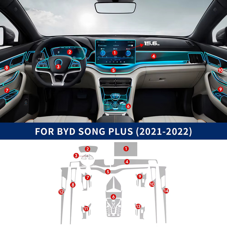 TPU Schutzfolie für BYD Seal U Sealion 6 Song Plus DM-i EV (2021-2025) zur Abdeckung von Mittelkonsole und Navigationsbildschirm, transparent - Bild 2