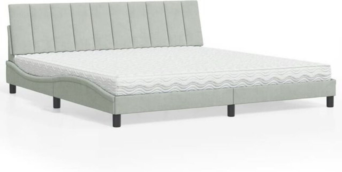 Vidaxl Polsterbett mit Matratze aus Samt und Metall in Grau und Weiß B/T: 200 x 200 cm - Bild 1