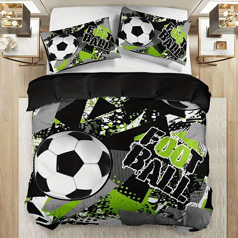 Bettwäsche-Set Fußball Design von Binchi Outdoor Product, weiches Microfaser-Bettbezug-Set mit 1 Bettbezug und 2 Kissenbezügen, Mehrfarbig, B/H: 135 x 200 cm - Bild 2
