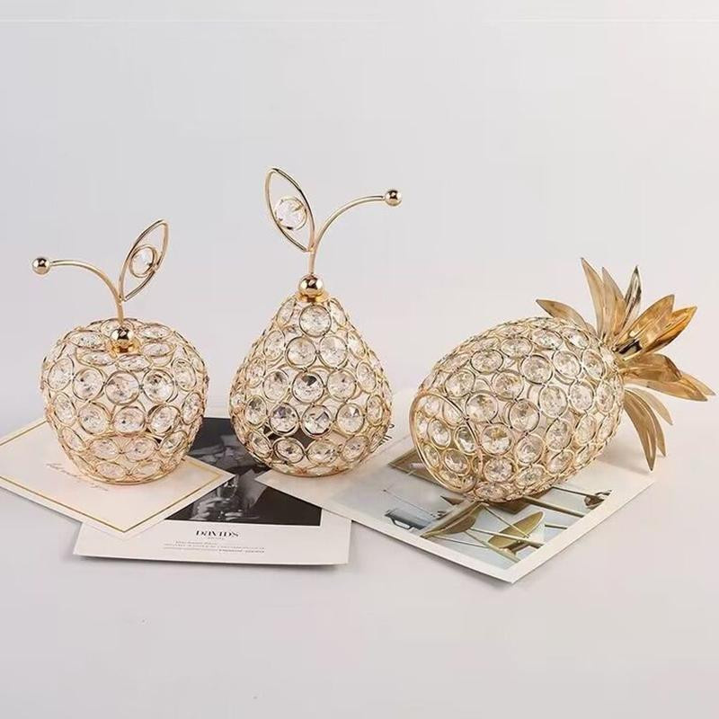 Yiran Furniture Kristall Ananas Ornament Figur in Gold für die Tischdekoration - Bild 1