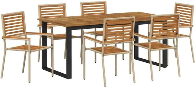 vidaXL Garten Essgruppe 7-teilig aus Massivholz Akazie in Beige - Bild 1