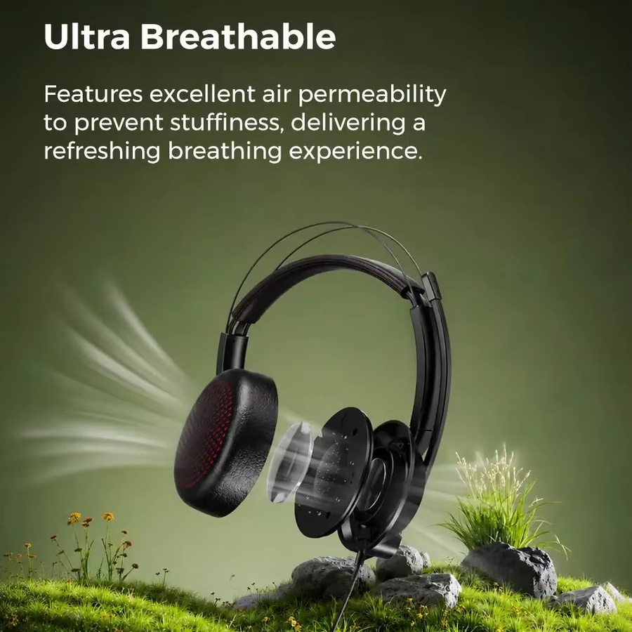 Nuroum HP21 Headset mit Mikrofon und Geräuschunterdrückung, USB-A und USB-C, Schwarz - Bild 2