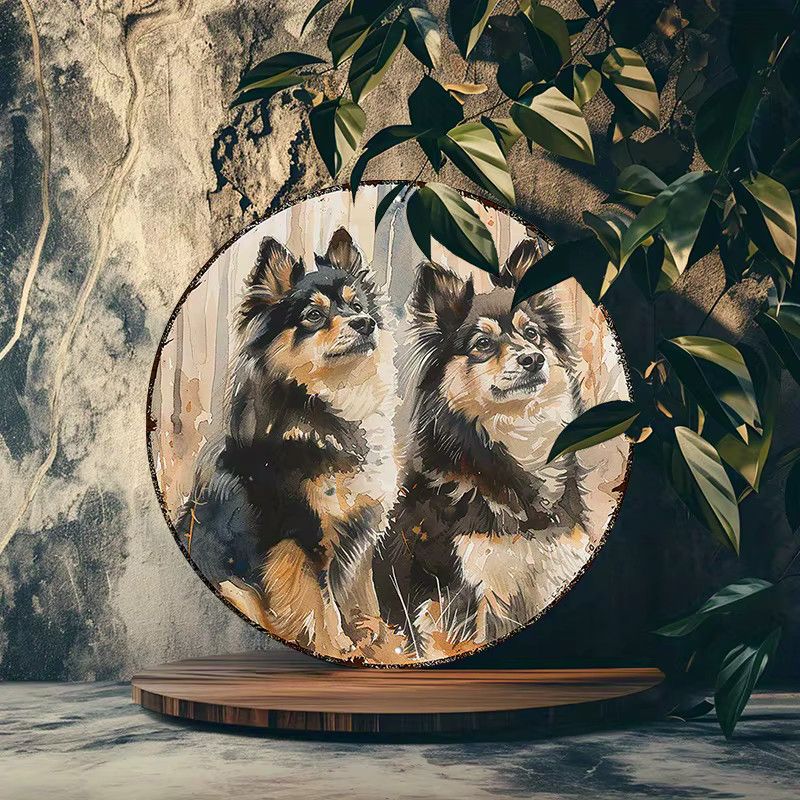 Runde Aluminium-Wandkunst Finnischer Lapphund von Potdemiel, Durchmesser: 20,3 cm - Bild 4