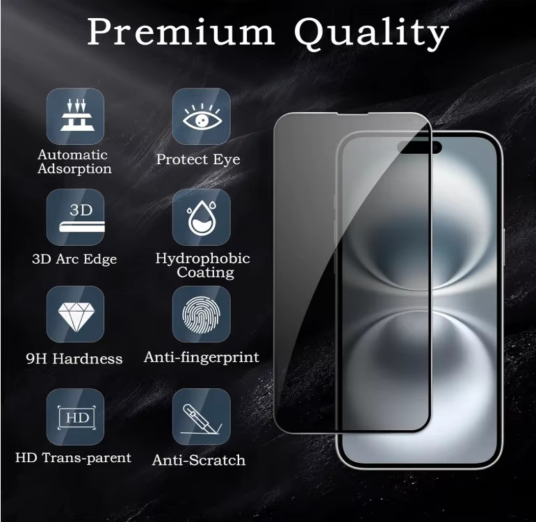 CEYYOR 2er-Pack Blickschutz-Displayschutzfolien aus gehärtetem Glas für iPhone 17 Pro Max, 17 Pro, 17, 16 Pro, 16, 15 Pro Max, 15, 14, 13 Pro, 13, 12 und Plus Serie, transparent - Bild 3