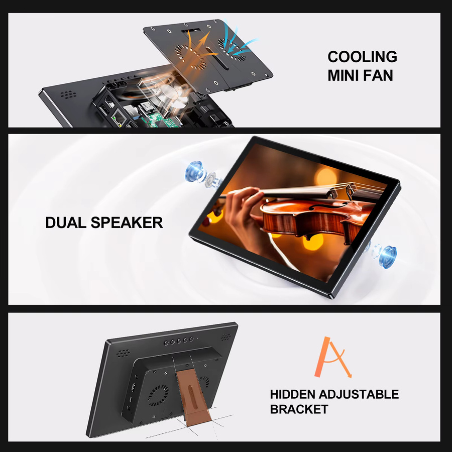 Unew 10,1 Zoll IPS Tragbarer Monitor mit 5-Punkt-Touchscreen, Full HD Auflösung, Dual-Lautsprecher und HDMI/USB-C Anschluss, Schwarz - Bild 5