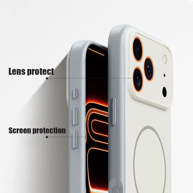 MOESOE Magnetische iPhone Hülle mit Liebesdruck für iPhone 17 Pro Max, 16, 15, 14, 13 Pro Max, MagSafe Wireless Charging kompatibel, stoßfeste Hartschale, Orange - Bild 3