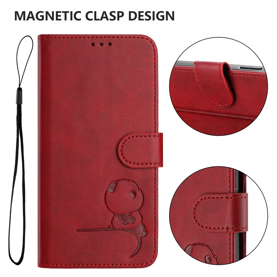 3D Bär Leder Handyhülle als Brieftaschen-Etui für Samsung Galaxy Modelle in Pink oder Rot - Bild 2