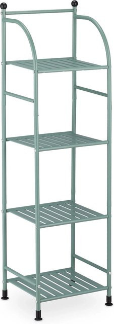 Relaxdays Standregal aus Stahl mit 4 Ablagen in Grün, freistehend, Höhe: 115 cm, Breite: 33 cm, Tiefe: 28 cm - Bild 1