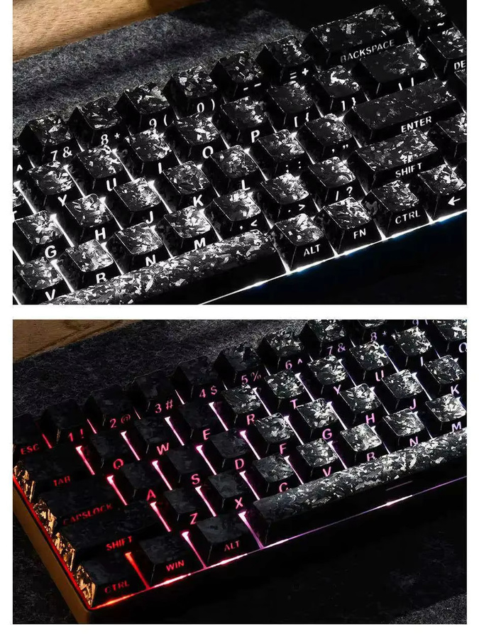 Carbon-Matte Double-Shot PBT-Tastenkappen im Cherry-Profil mit seitlicher Bedruckung für RGB-Hintergrundbeleuchtung und MX-Schalter, Schwarz und Weiß - Bild 5