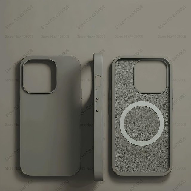 Original Flüssigsilikon-Magnethülle für Apple iPhone 11 12 13 14 15 Pro Max und Plus mit MagSafe Kompatibilität in Grau - Bild 1