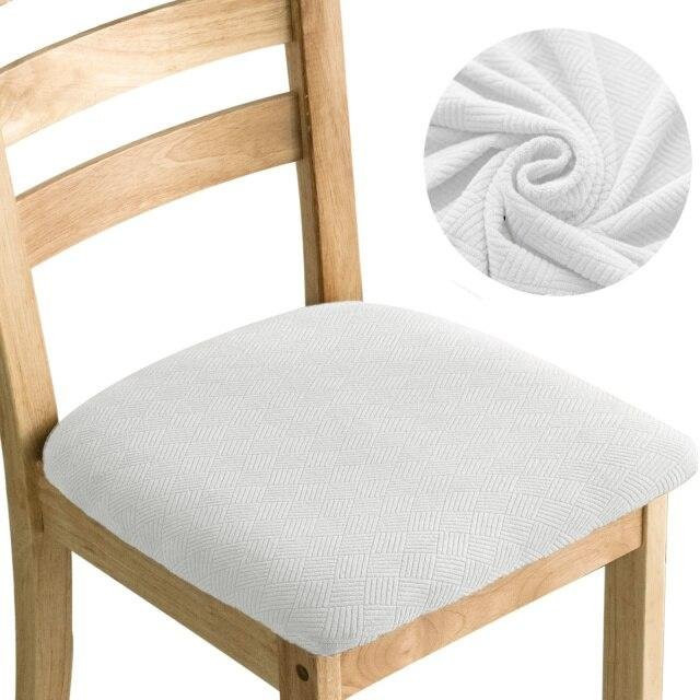 RTTIME Jacquard-Stretch-Stuhl-Sitzkissen in Weiß, wasserabweisender und fleckresistenter Schonbezug für Esszimmerstühle - Bild 1
