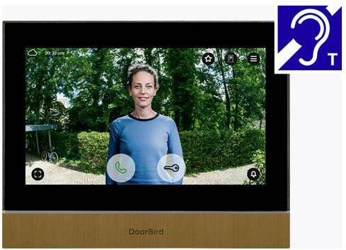 DoorBird A1104T IP-Video-Türsprechanlage mit WLAN und LAN, Inneneinheit in Gold mit Glasoberfläche - Bild 1